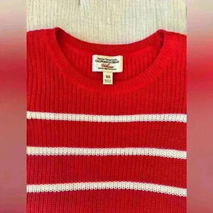 Who.A.U California Dream Vintage Red & White Striped Knit Sweater Pullover | XS